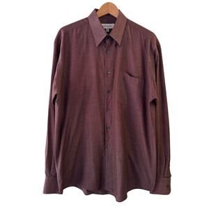 YSL Yves Saint Laurent Long Sleeve Button Up Men’s Dress Shirt Large Burgundy